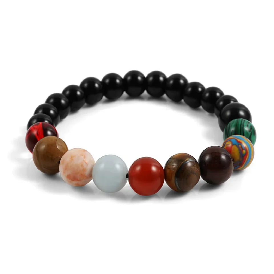 Uilz Creative American Agate Beaded Bracelet Women Men Style Personal Design Multi-colored Amethyst Planet WomenBracelet Jewelry