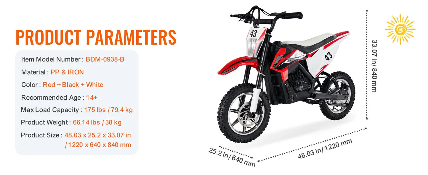 SucceBuy 36V Kids Ride On Motorcycle with Speed up to 15.5mph Treaded Tire Battery Gauge Electric Motorcycle Toys for Children