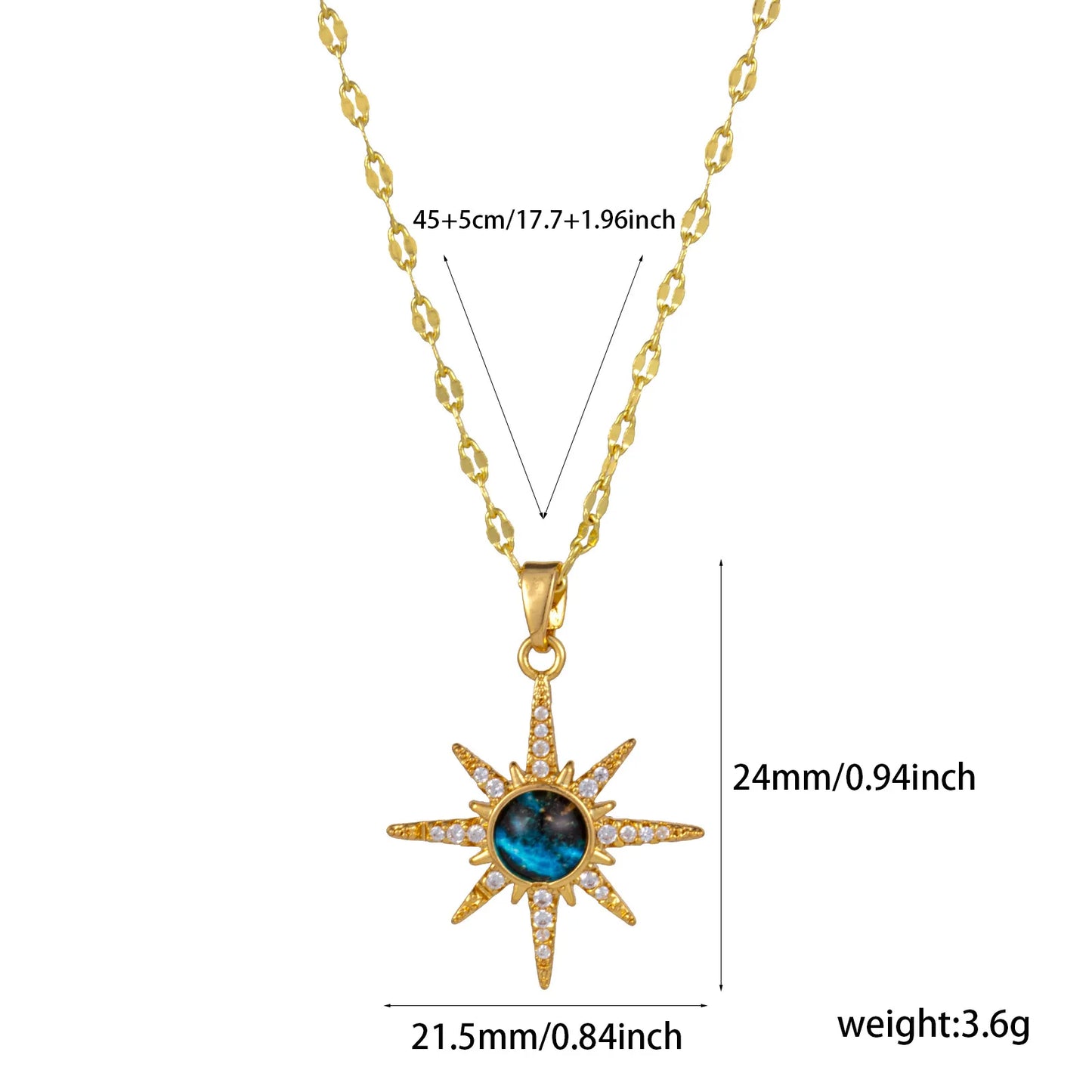 Exquisite Starry Sky Planet Necklace Zircon Galaxy 18K Real Gold Plated Brass & Glass Lips Chain Pendant Necklace For Women