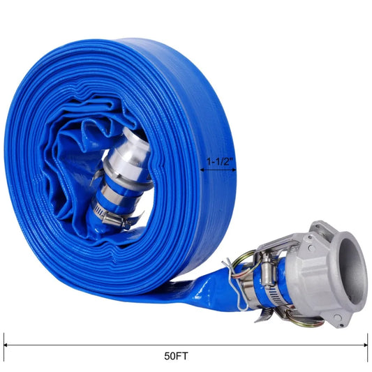 1.5" x 50 ft Heavy Duty PVC Pool Backwash Discharge Hose