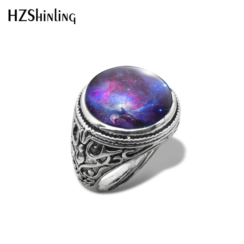 New Orion Nebula Galaxy Vintage Ring Space Universe Rings Hand Craft Jewelry Glass Cabochon Jewelry