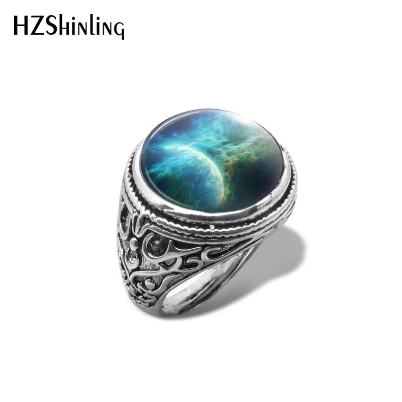 New Orion Nebula Galaxy Vintage Ring Space Universe Rings Hand Craft Jewelry Glass Cabochon Jewelry