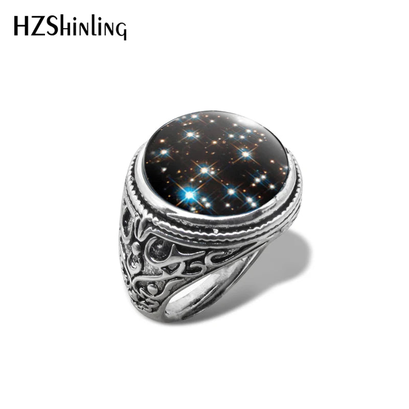 New Orion Nebula Galaxy Vintage Ring Space Universe Rings Hand Craft Jewelry Glass Cabochon Jewelry