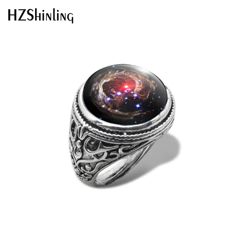 New Orion Nebula Galaxy Vintage Ring Space Universe Rings Hand Craft Jewelry Glass Cabochon Jewelry