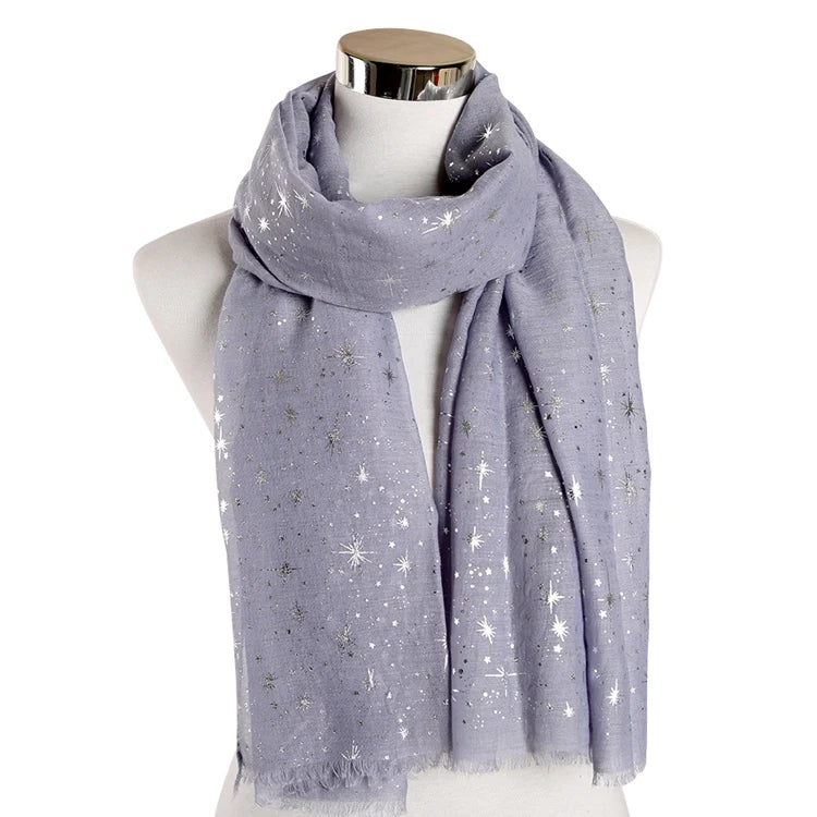 NovaDrop Co. Galaxy Star Print Scarf: Rose Gold Foil Shawl