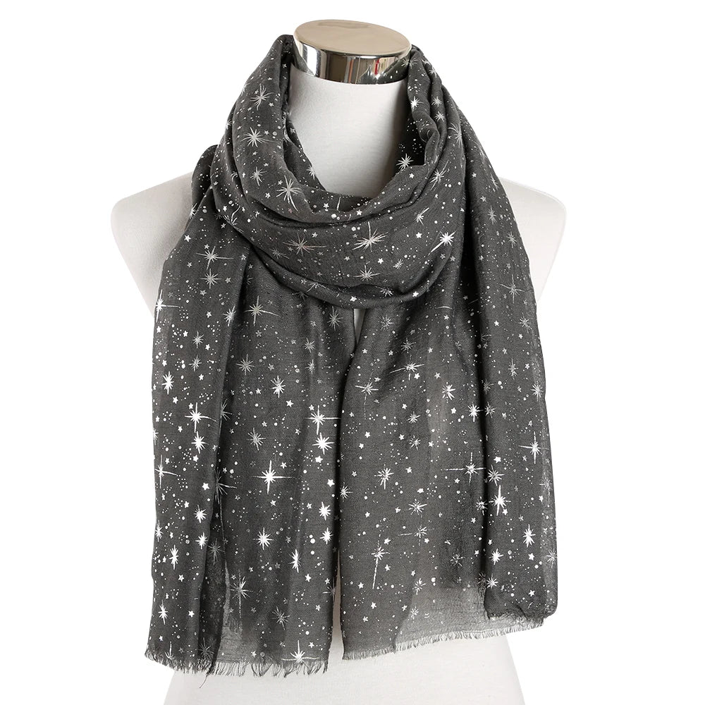 NovaDrop Co. Galaxy Star Print Scarf: Rose Gold Foil Shawl