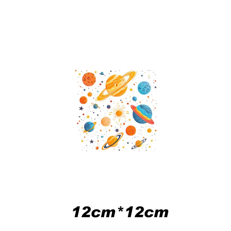 10 styles of galaxy planet puzzle 24cm &12cm Patch For Hoodie Heat Transfer For Clothes Thermo Sticker Iron on Vinyl For Clothes