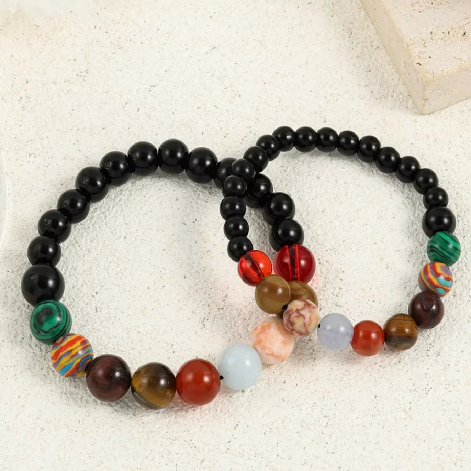 Uilz Creative American Agate Beaded Bracelet Women Men Style Personal Design Multi-colored Amethyst Planet WomenBracelet Jewelry