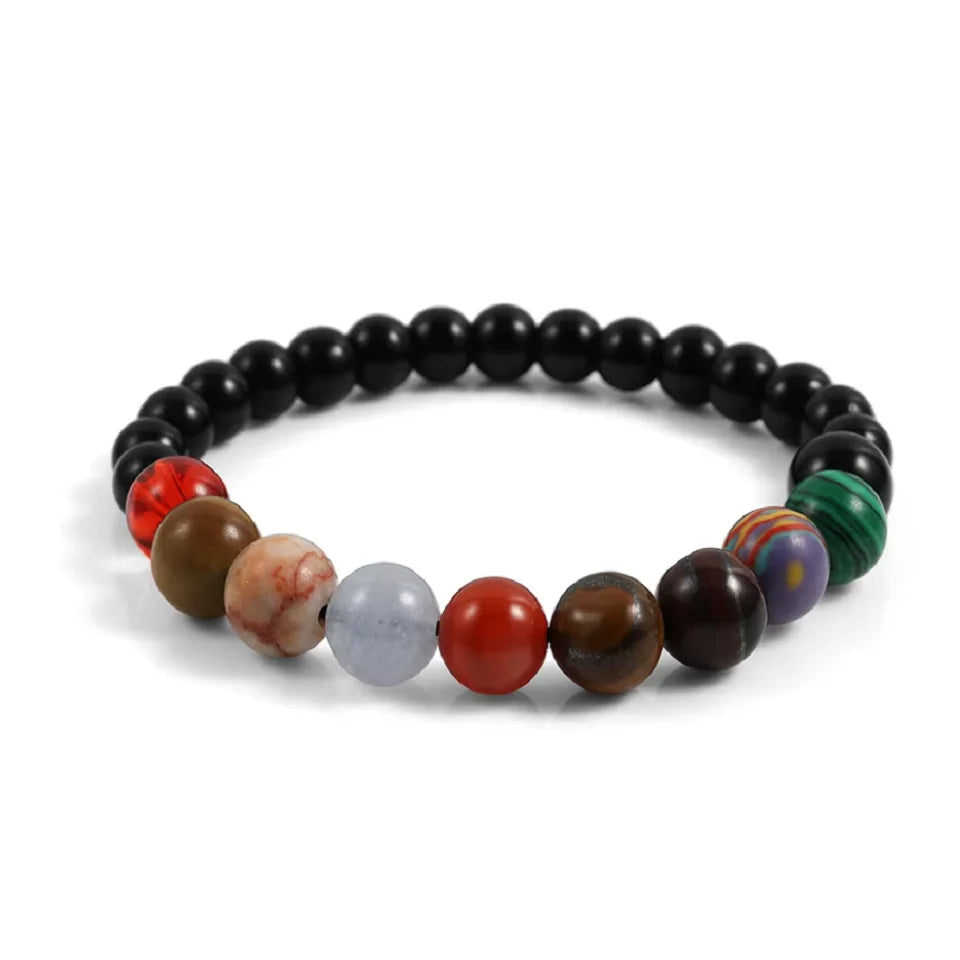 Uilz Creative American Agate Beaded Bracelet Women Men Style Personal Design Multi-colored Amethyst Planet WomenBracelet Jewelry