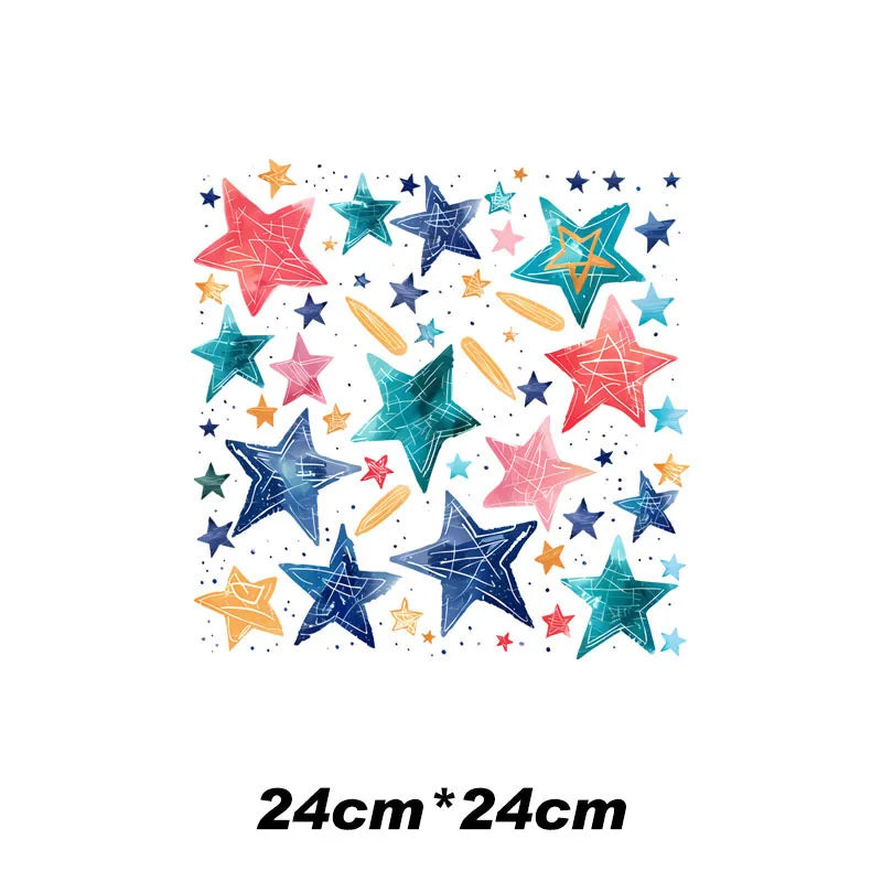 10 styles of galaxy planet puzzle 24cm &12cm Patch For Hoodie Heat Transfer For Clothes Thermo Sticker Iron on Vinyl For Clothes