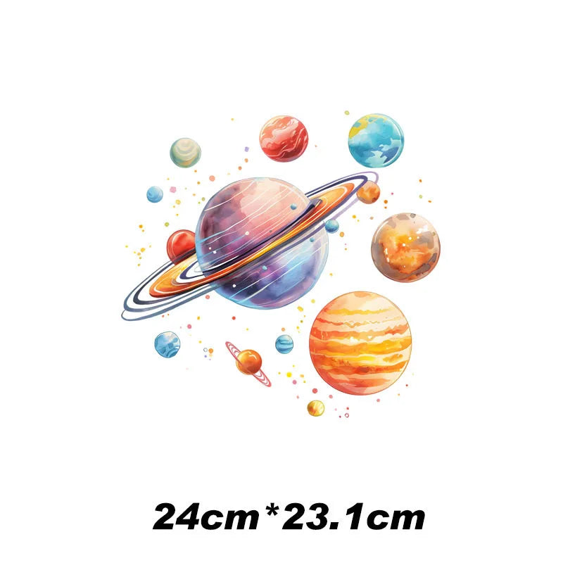 10 styles of galaxy planet puzzle 24cm &12cm Patch For Hoodie Heat Transfer For Clothes Thermo Sticker Iron on Vinyl For Clothes