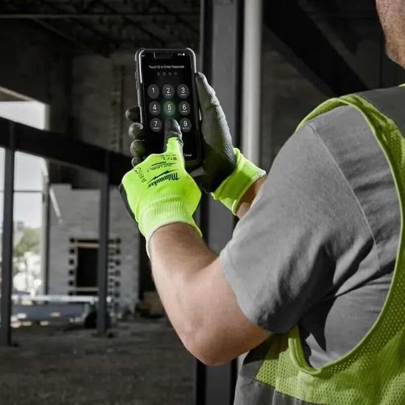 Milwaukee Hi-Vis ANSI A1 Cut Level 1 Polyurethane Work Gloves