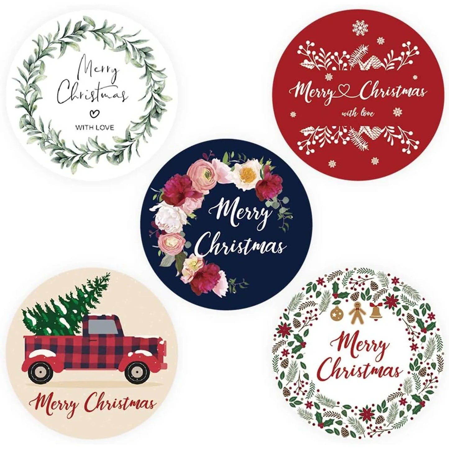 100-500pcs 2.5cm Merry Christmas Snowflake Festival Blessings Thank You Stickers Decorative Gift Box Series Sticker