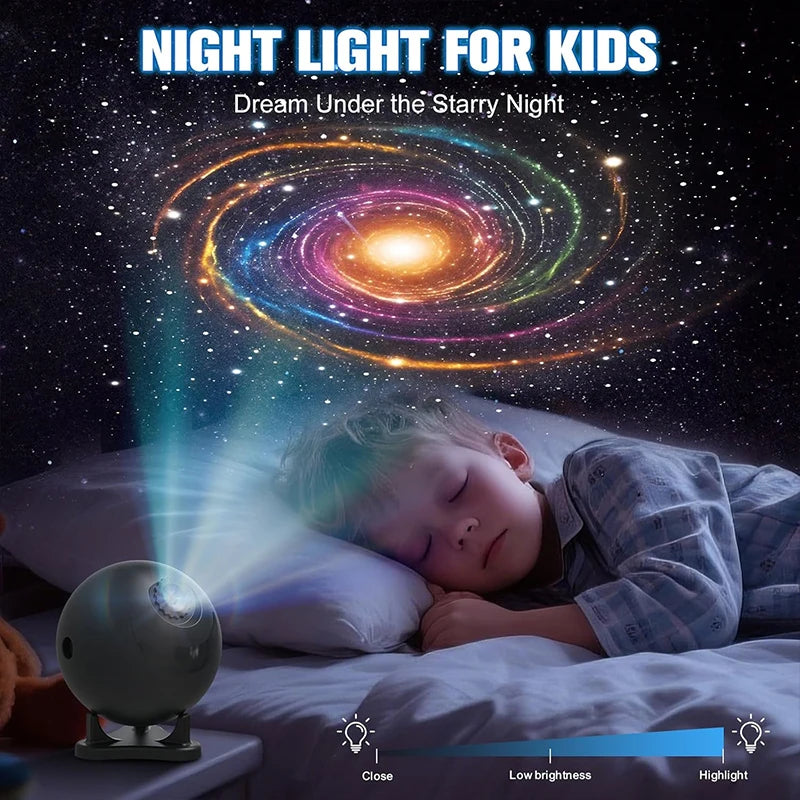 Galaxy Star Projector Night Light, 12 Film Discs, Ultra HD Projection, Whisper-Quiet, USB Powered, Auto Shut-Off
