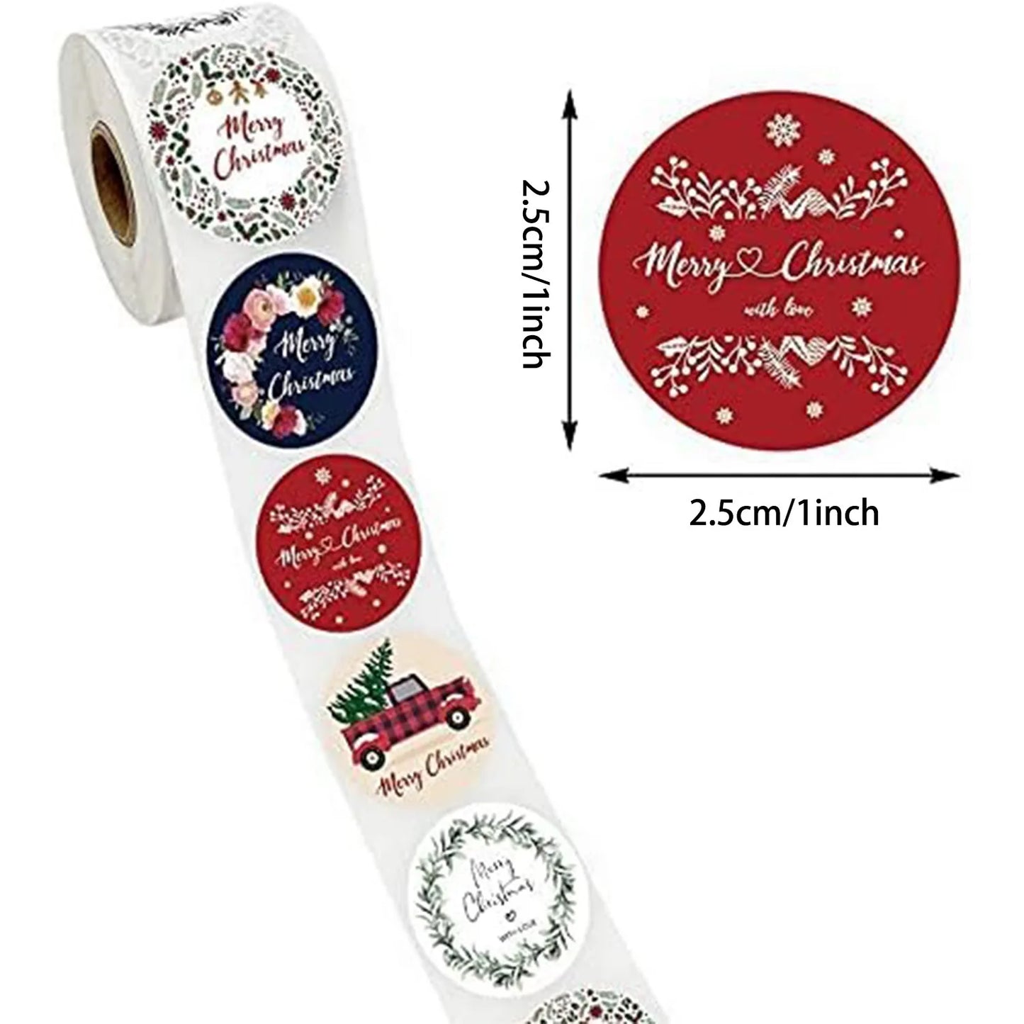 100-500pcs 2.5cm Merry Christmas Snowflake Festival Blessings Thank You Stickers Decorative Gift Box Series Sticker