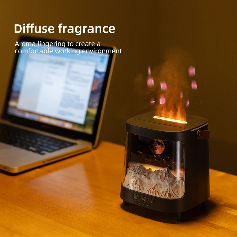 Galaxy Humidifiers With Night Light Remote Control Portable Flame Aroma Humidifier For Desk Lamp Decoration