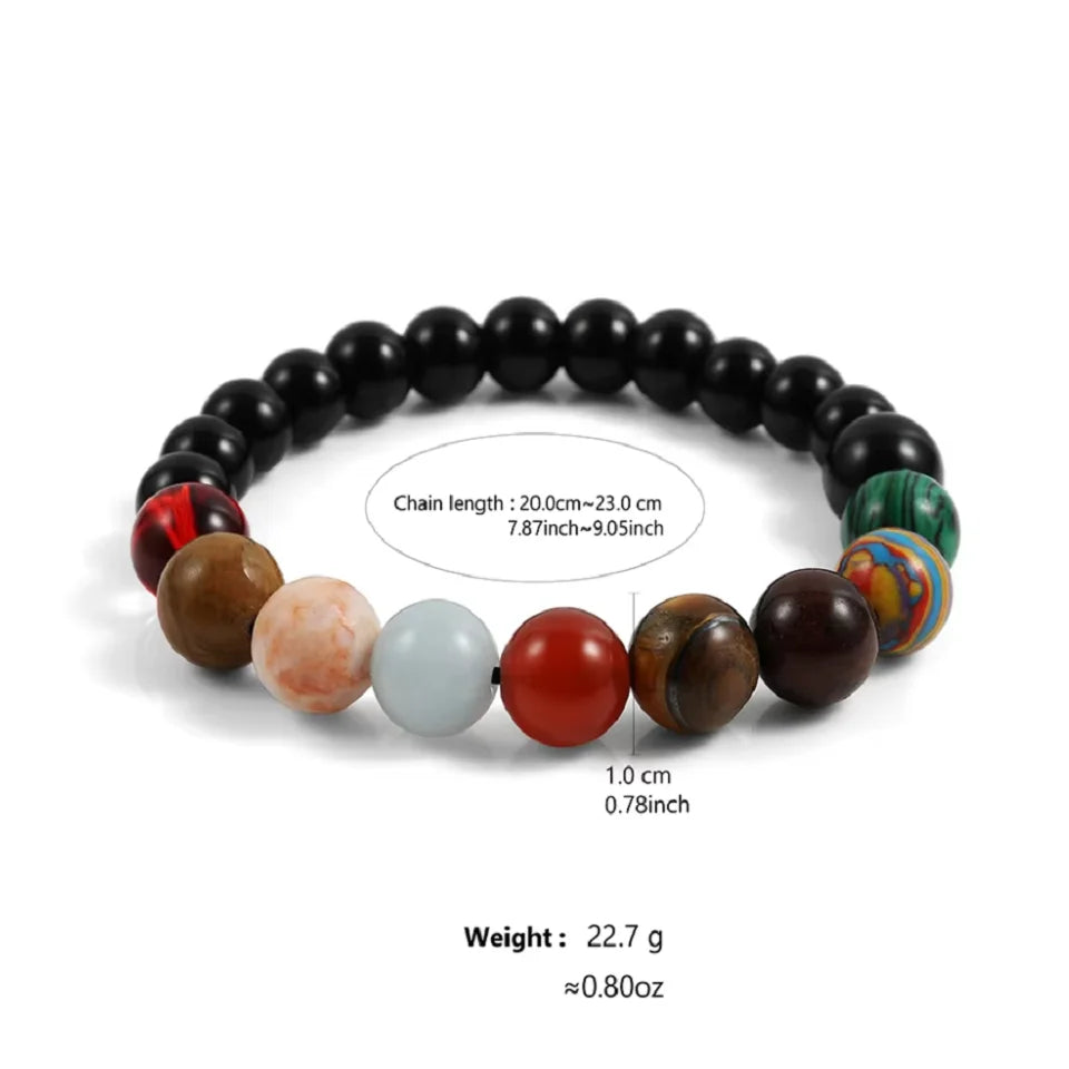 Uilz Creative American Agate Beaded Bracelet Women Men Style Personal Design Multi-colored Amethyst Planet WomenBracelet Jewelry