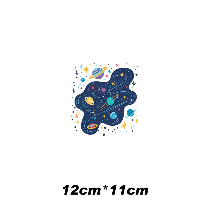 10 styles of galaxy planet puzzle 24cm &12cm Patch For Hoodie Heat Transfer For Clothes Thermo Sticker Iron on Vinyl For Clothes