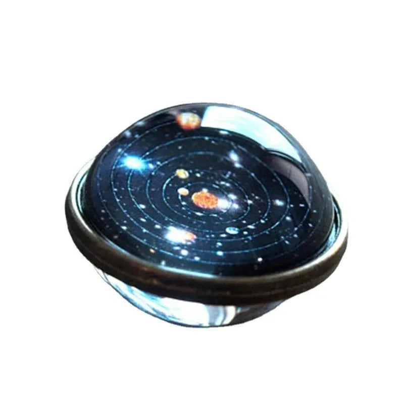 Fashion Solar System Planet Galaxy Double Side Glass Cosmic Astronomy Pattern Pendant Necklace Man Women Classic Jewelry Boho