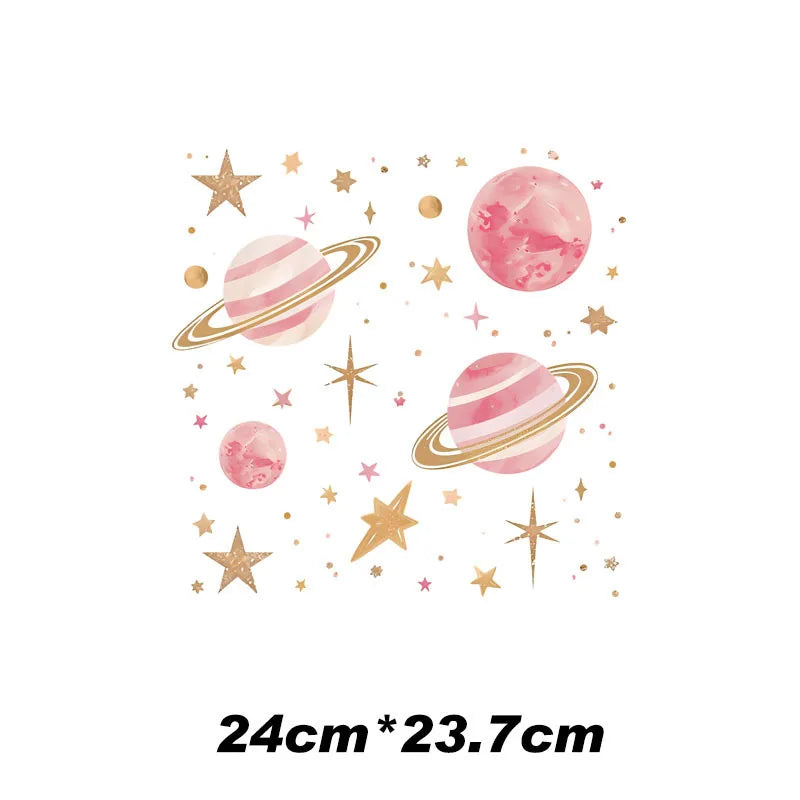 10 styles of galaxy planet puzzle 24cm &12cm Patch For Hoodie Heat Transfer For Clothes Thermo Sticker Iron on Vinyl For Clothes