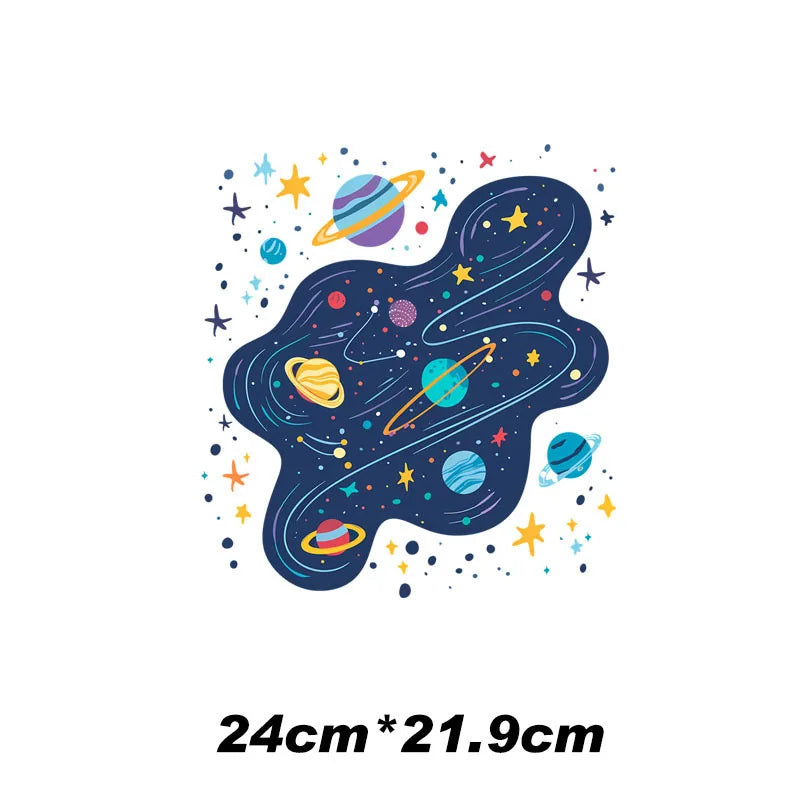 10 styles of galaxy planet puzzle 24cm &12cm Patch For Hoodie Heat Transfer For Clothes Thermo Sticker Iron on Vinyl For Clothes