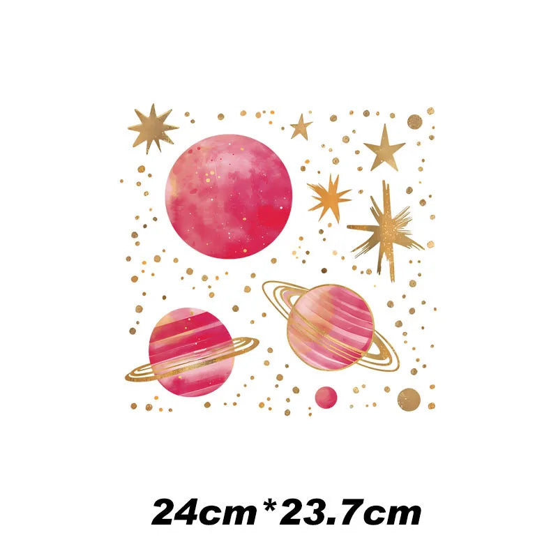 10 styles of galaxy planet puzzle 24cm &12cm Patch For Hoodie Heat Transfer For Clothes Thermo Sticker Iron on Vinyl For Clothes