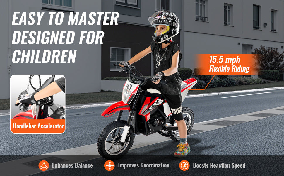 SucceBuy 36V Kids Ride On Motorcycle with Speed up to 15.5mph Treaded Tire Battery Gauge Electric Motorcycle Toys for Children