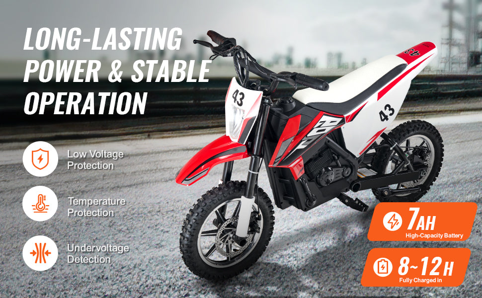 SucceBuy 36V Kids Ride On Motorcycle with Speed up to 15.5mph Treaded Tire Battery Gauge Electric Motorcycle Toys for Children